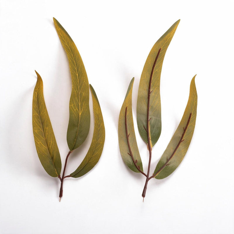 Set of 10 Artificial Feather Leaf Stems, 9 Inches, Faux Silk for DIY Wedding Decor, Home, and Event Arrangements