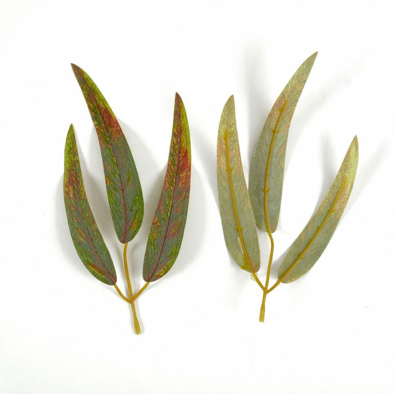 Set of 10 Artificial Feather Leaf Stems, 9 Inches, Faux Silk for DIY Wedding Decor, Home, and Event Arrangements