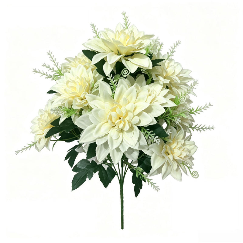 Artificial Daisy Bush with 12 Blooms, 15" Silk-Like Fabric Floral Arrangement for Home Decor, Weddings, and Events