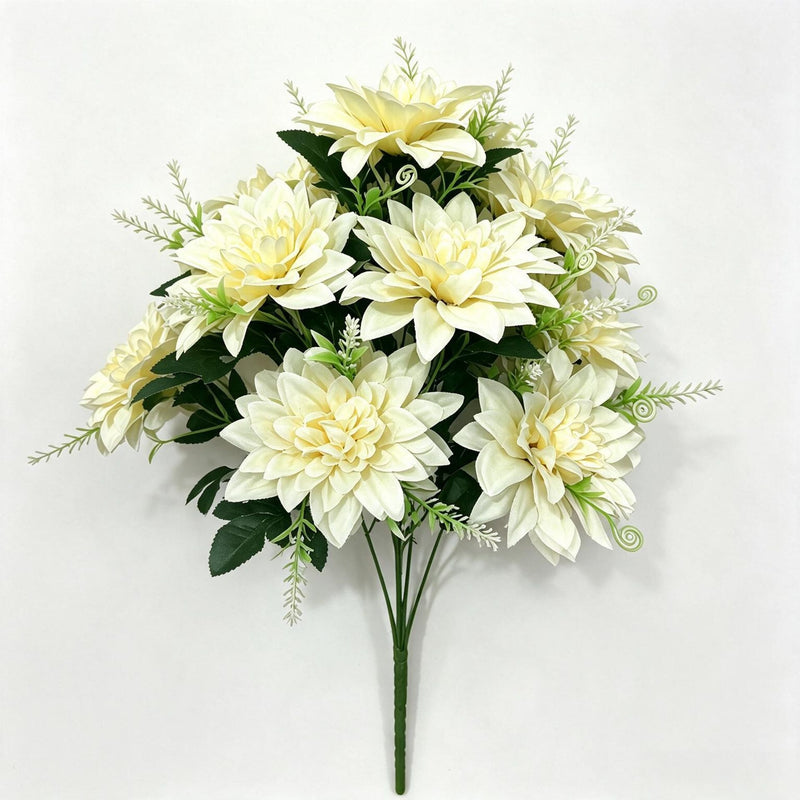 Artificial Daisy Bush with 12 Blooms, 15" Silk-Like Fabric Floral Arrangement for Home Decor, Weddings, and Events