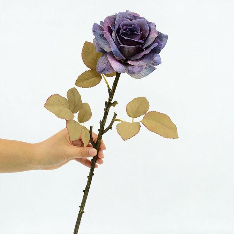 3 Stem Faux Silk Rose, 12" Flower Head, 19" Overall Length, Perfect for Weddings, Home Decor, and Events
