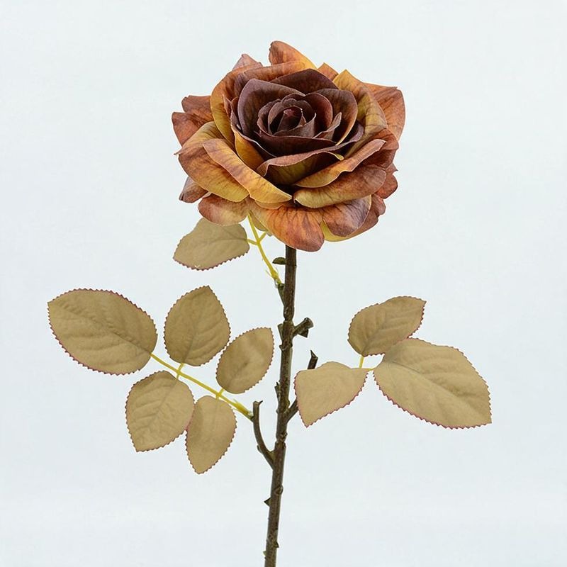 3 Stem Faux Silk Rose, 12" Flower Head, 19" Overall Length, Perfect for Weddings, Home Decor, and Events