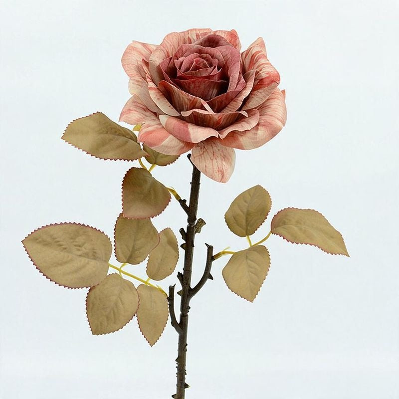 3 Stem Faux Silk Rose, 12" Flower Head, 19" Overall Length, Perfect for Weddings, Home Decor, and Events