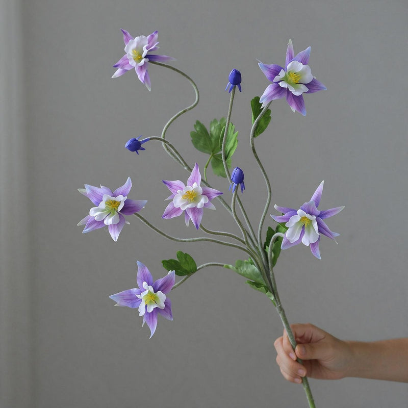 35" Artificial Clematis Bush with 9 Blooms, Silk-Like Faux Flowers for Wedding, Home Decor, and Events