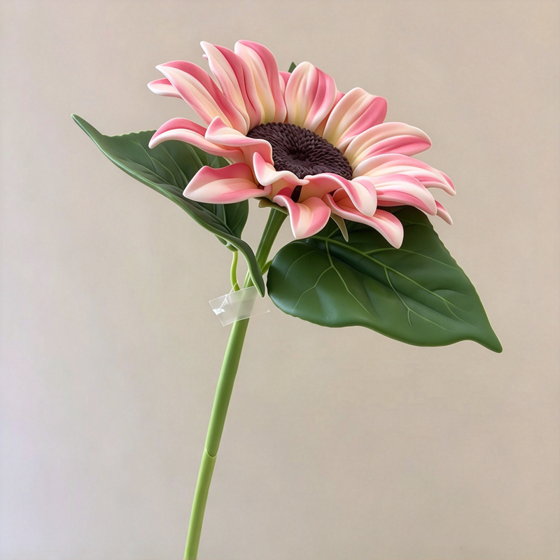 Single Stem Artificial Sunflower, 27" Tall with 6.5" Bloom, Silk-Like Fabric, Rustic & Modern Decor