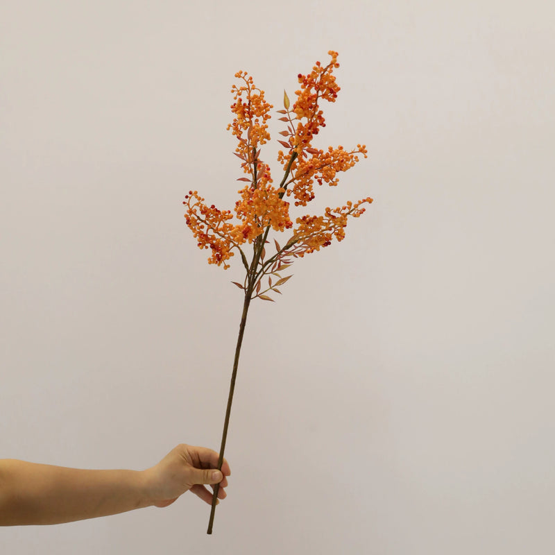 Single Stem Artificial Lucky Berry Bush with 7 Blooms, 31" Length, Rustic Style, Perfect for Home Decor, Weddings & Events