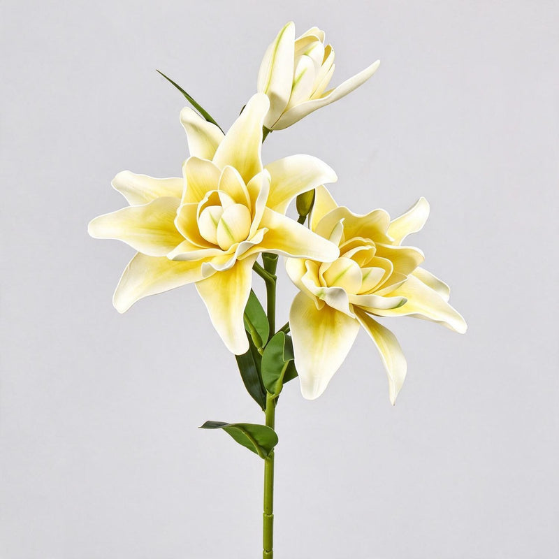 31.5" Artificial Double Lily Bush with 3 Blooms, Realistic Faux Lily Flowers for Home Decor, Weddings, and Events