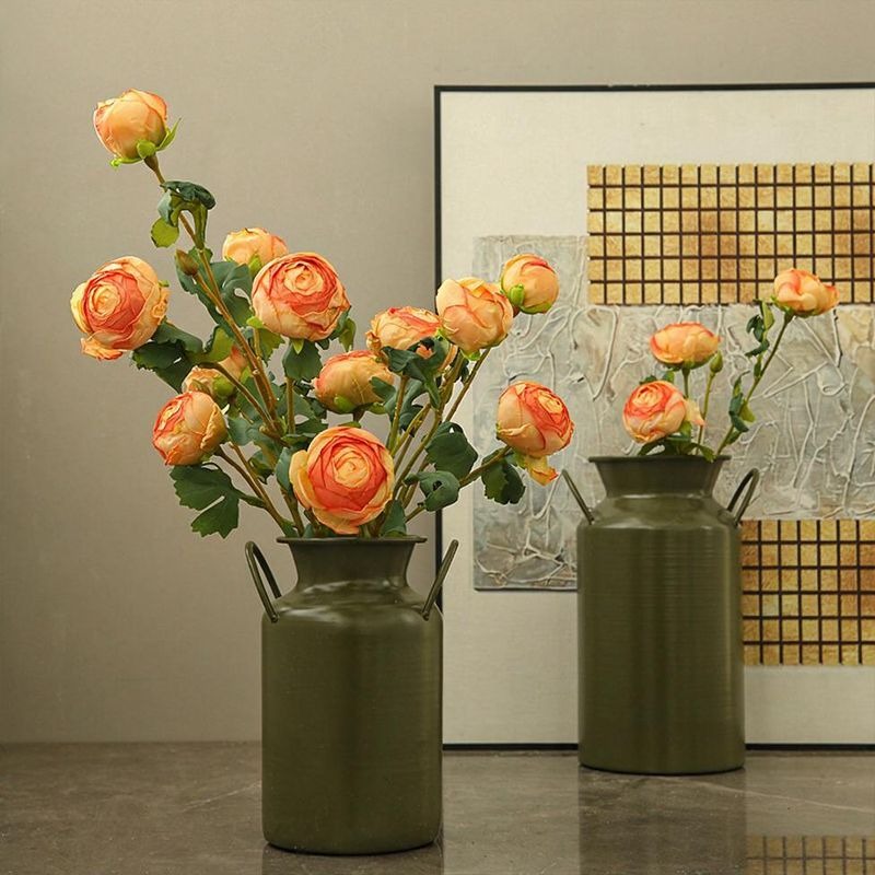 Artificial Tea Rose Bush with 3 Blooms, Silk-Like Fabric, Modern Home Decor, Indoor Use, 20" Height