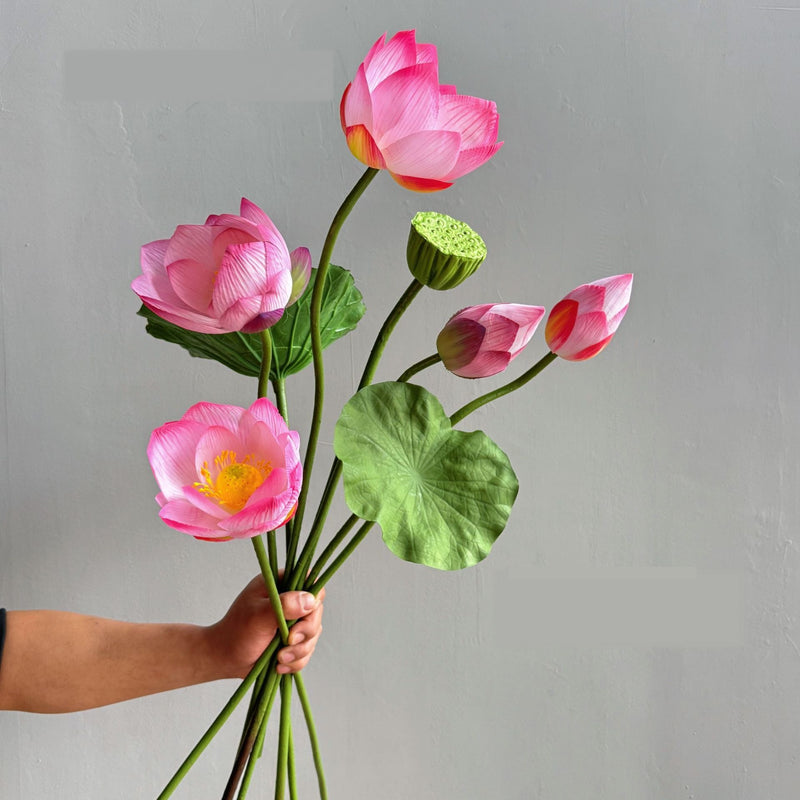Artificial Lotus Flower Stem, Single Realistic Silk Lotus with Bendable Stem 31.5", Home Decor, Wedding Centerpiece, Commercial Displays