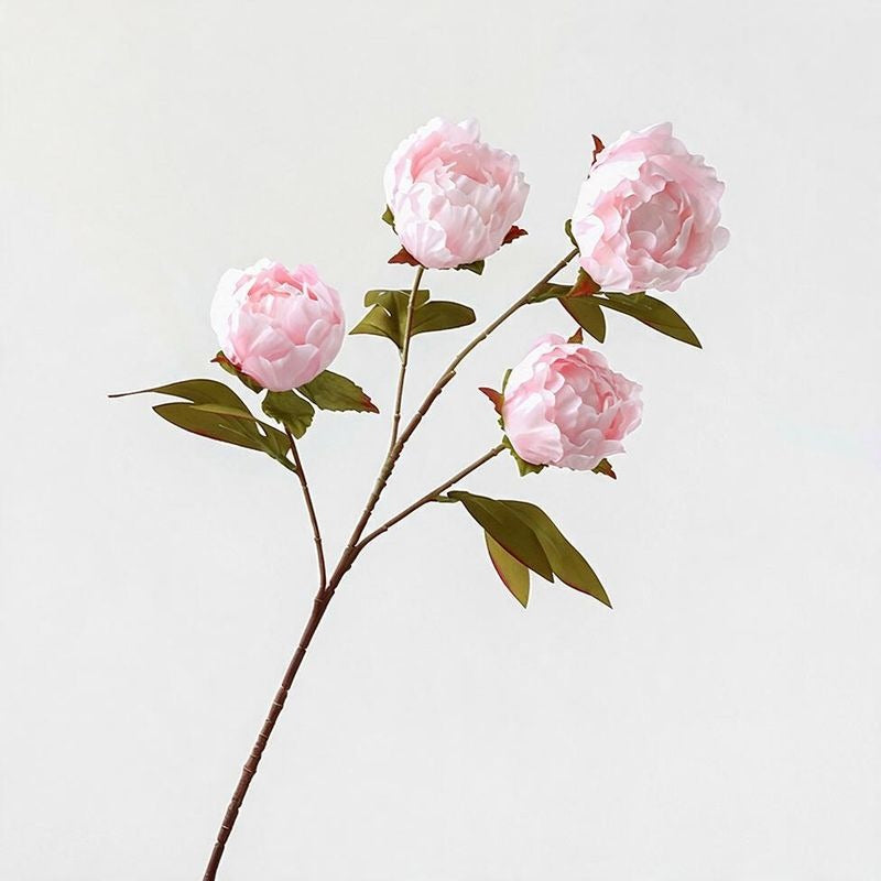 Peony Bush with 4 Blooms, 28.7" Silk-Like Artificial Flowers for Wedding Decor & Home Styling, Indoor/Outdoor Use