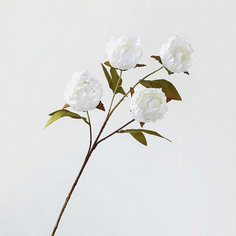 Peony Bush with 4 Blooms, 28.7" Silk-Like Artificial Flowers for Wedding Decor & Home Styling, Indoor/Outdoor Use