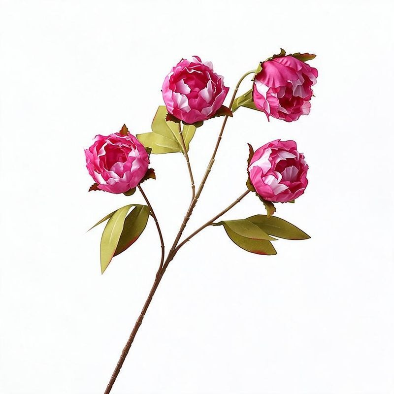 Peony Bush with 4 Blooms, 28.7" Silk-Like Artificial Flowers for Wedding Decor & Home Styling, Indoor/Outdoor Use