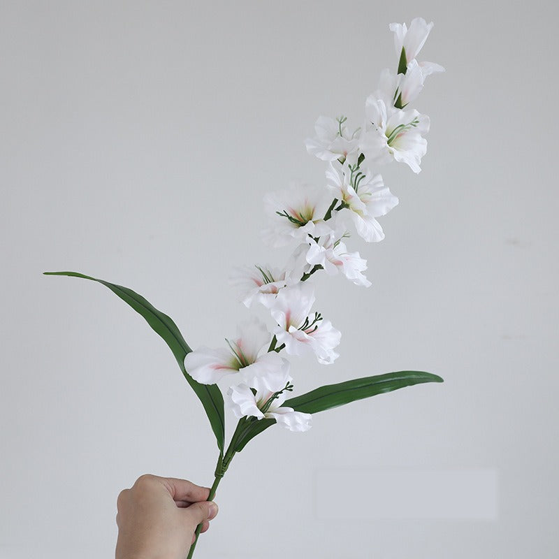 Single Stem Faux Silk Gladiolus, 34" Tall with 12 Blooms, Modern Floral Arrangement for Home Decor, Weddings & Events