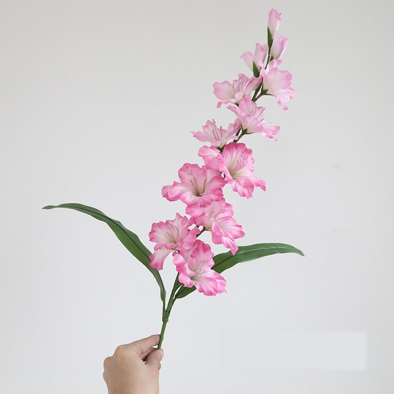Single Stem Faux Silk Gladiolus, 34" Tall with 12 Blooms, Modern Floral Arrangement for Home Decor, Weddings & Events