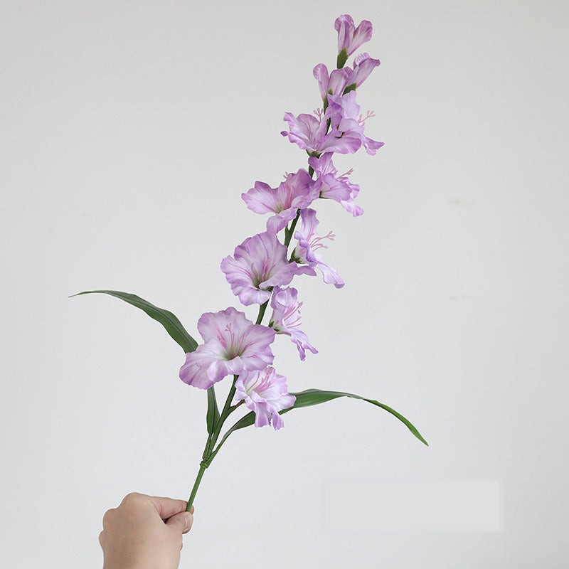 Single Stem Faux Silk Gladiolus, 34" Tall with 12 Blooms, Modern Floral Arrangement for Home Decor, Weddings & Events
