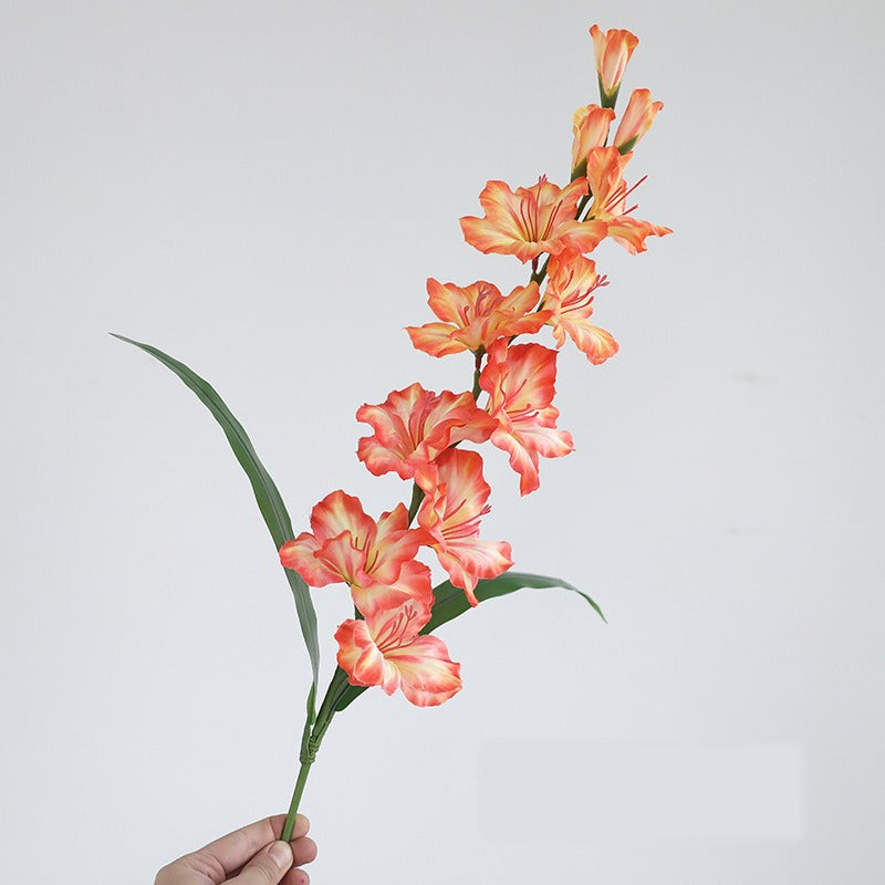 Single Stem Faux Silk Gladiolus, 34" Tall with 12 Blooms, Modern Floral Arrangement for Home Decor, Weddings & Events