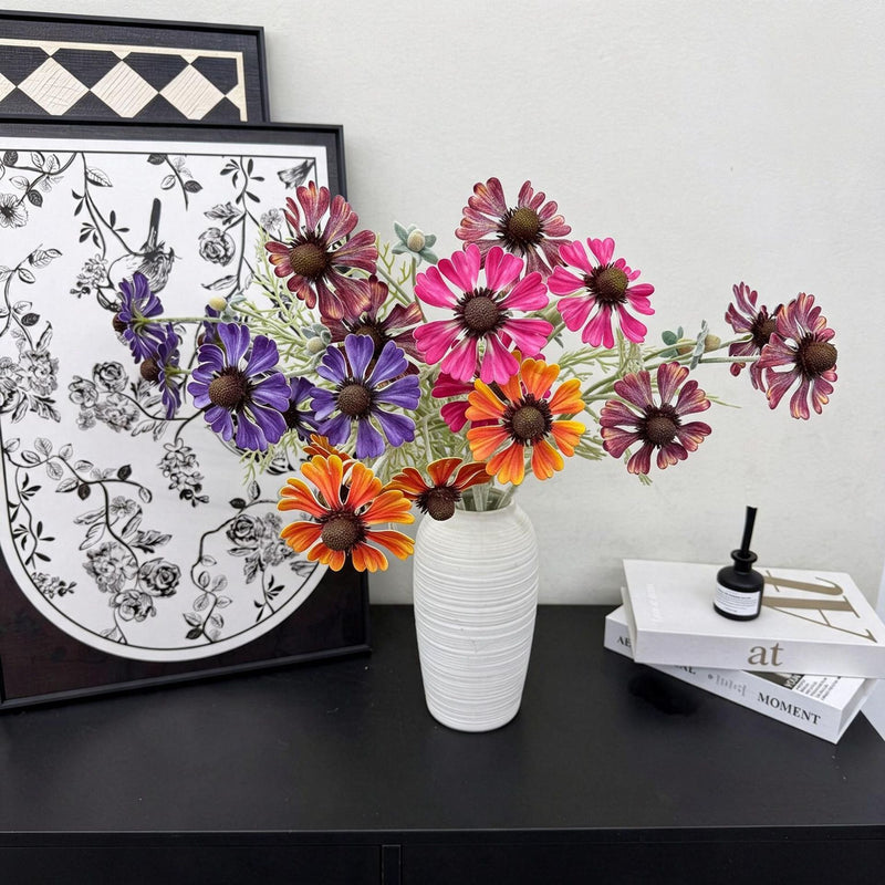 3-Bloom Artificial Chrysanthemum Bush, 23" Height, Realistic EVA Material for Home Decor, Weddings & Events