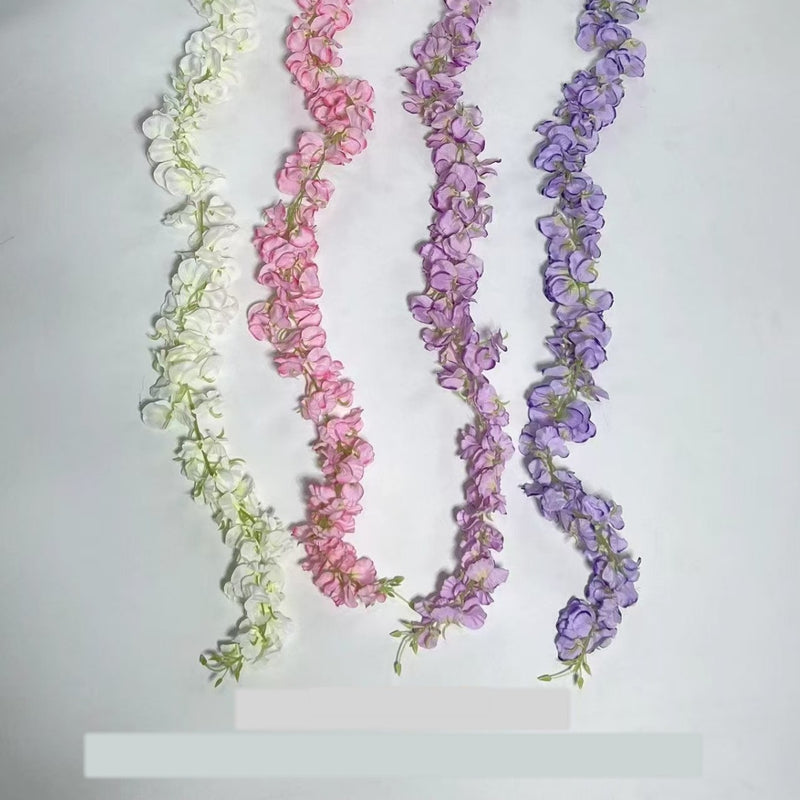 Wisteria Garland Vine, 59" Long with 168 Blooms, Silk-Like Fabric, Indoor/Outdoor Decor for Weddings, Homes, Events