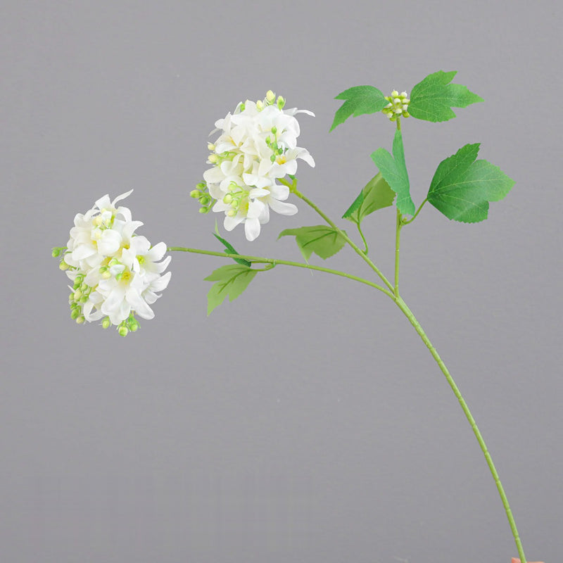 Single Stem Hydrangea Artificial Flower, 28" Height with 2 Blooms, Silk-Like Fabric, for Home Decor, Weddings, and Commercial Spaces