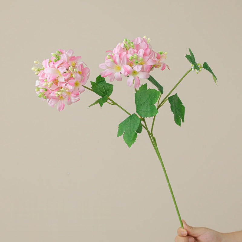 Single Stem Hydrangea Artificial Flower, 28" Height with 2 Blooms, Silk-Like Fabric, for Home Decor, Weddings, and Commercial Spaces