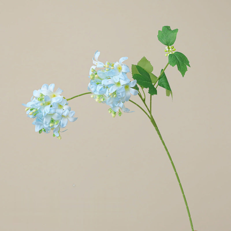 Single Stem Hydrangea Artificial Flower, 28" Height with 2 Blooms, Silk-Like Fabric, for Home Decor, Weddings, and Commercial Spaces