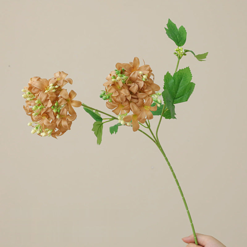 Single Stem Hydrangea Artificial Flower, 28" Height with 2 Blooms, Silk-Like Fabric, for Home Decor, Weddings, and Commercial Spaces