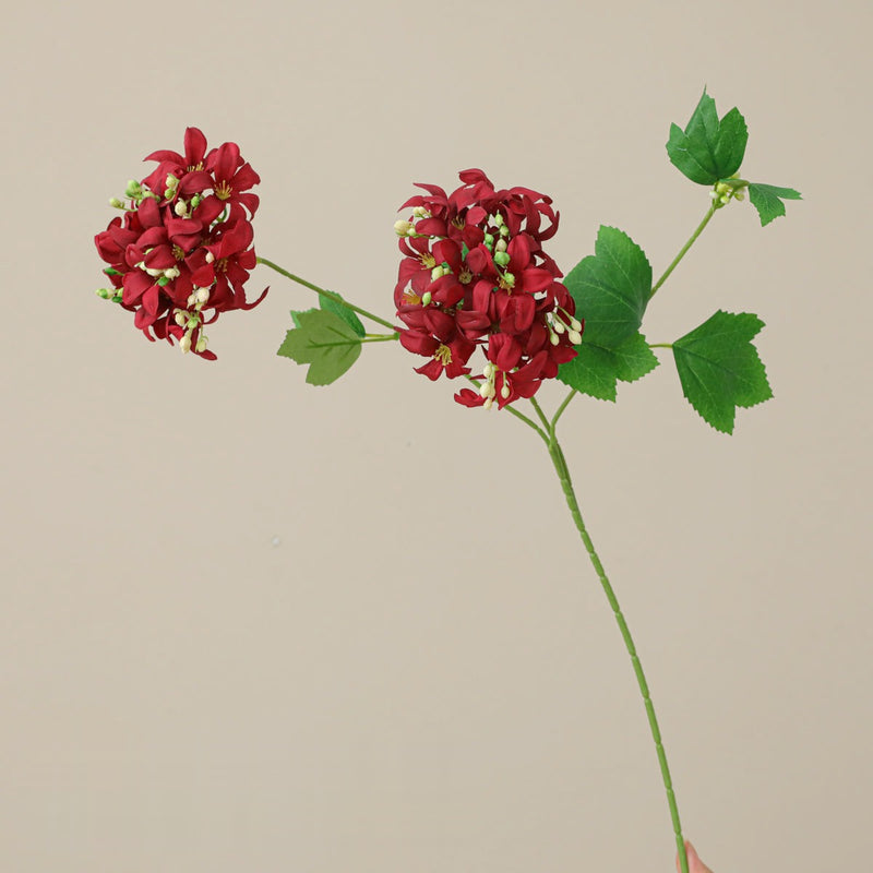 Single Stem Hydrangea Artificial Flower, 28" Height with 2 Blooms, Silk-Like Fabric, for Home Decor, Weddings, and Commercial Spaces