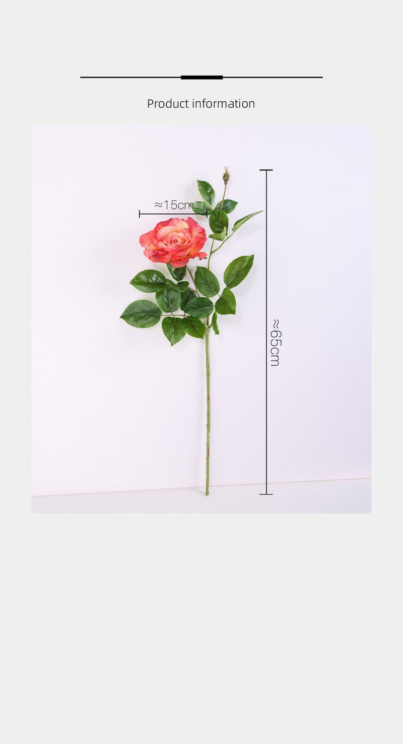 Single Stem Faux Silk Rose, 26" Long with 6" Bloom, Romantic Floral Decor for Weddings & Home