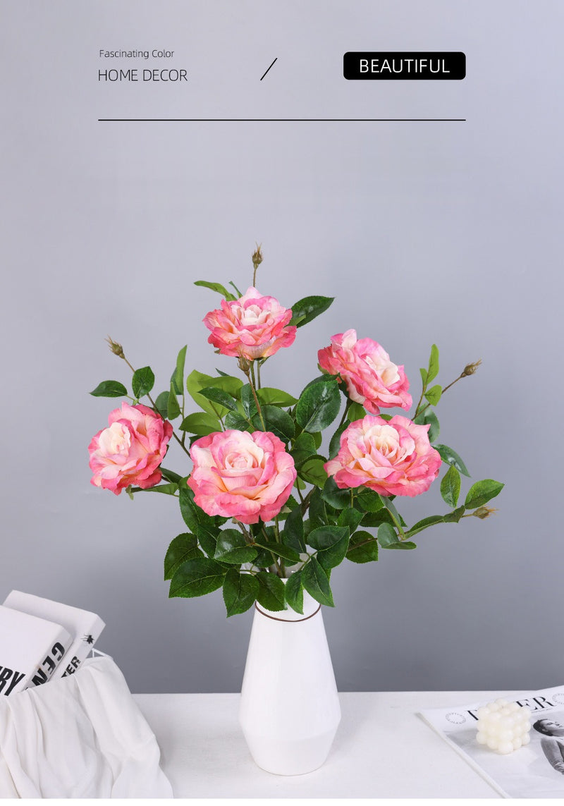 Single Stem Faux Silk Rose, 26" Long with 6" Bloom, Romantic Floral Decor for Weddings & Home