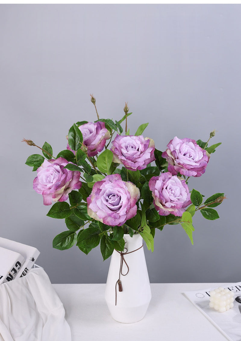 Single Stem Faux Silk Rose, 26" Long with 6" Bloom, Romantic Floral Decor for Weddings & Home