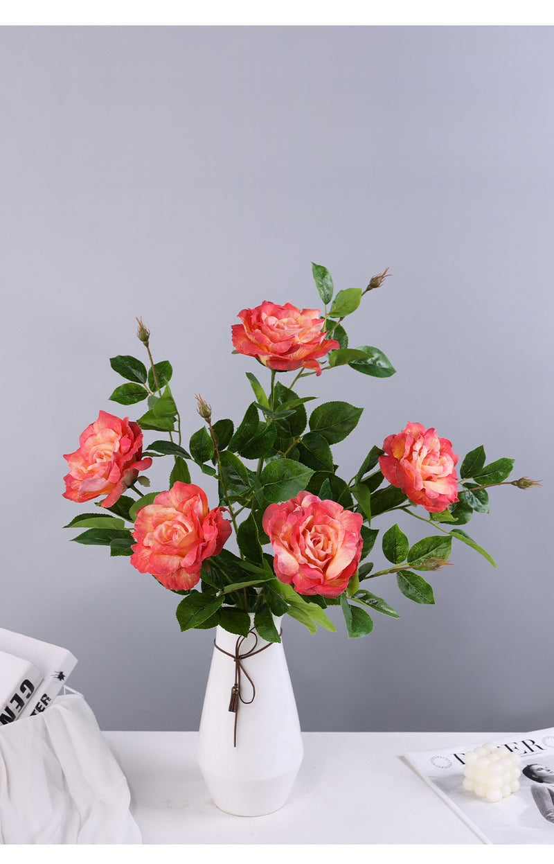 Single Stem Faux Silk Rose, 26" Long with 6" Bloom, Romantic Floral Decor for Weddings & Home