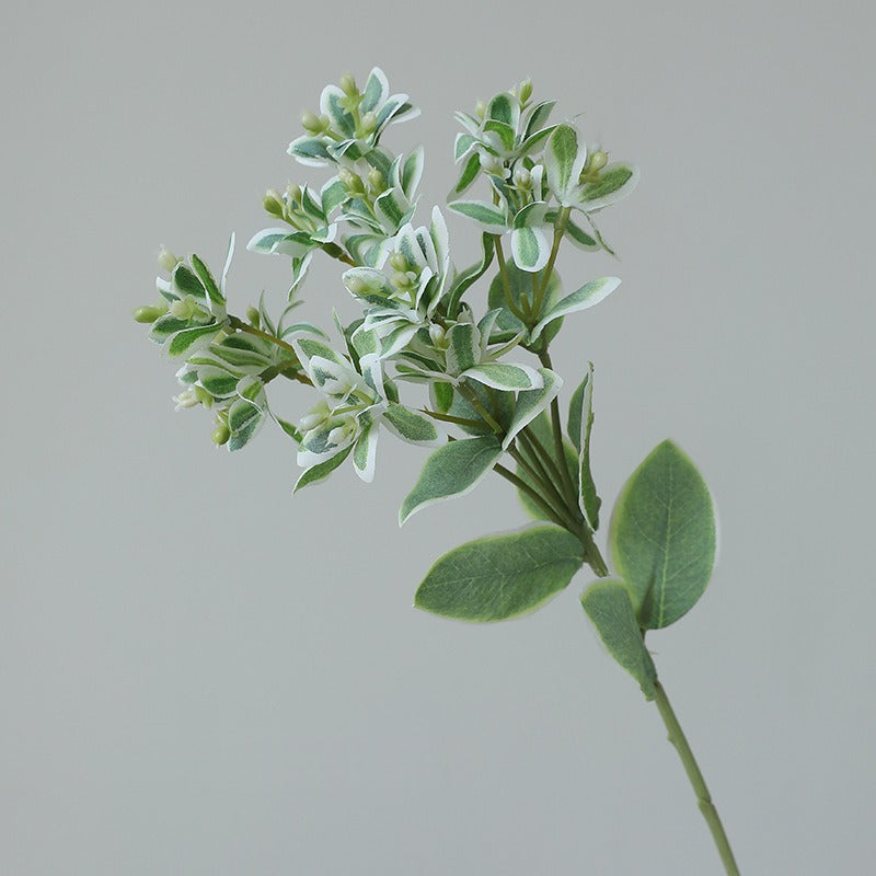 Single Stem Artificial Mint Leaves with White Edges, 18.5", Realistic Faux Greenery for Weddings & Outdoor Decor