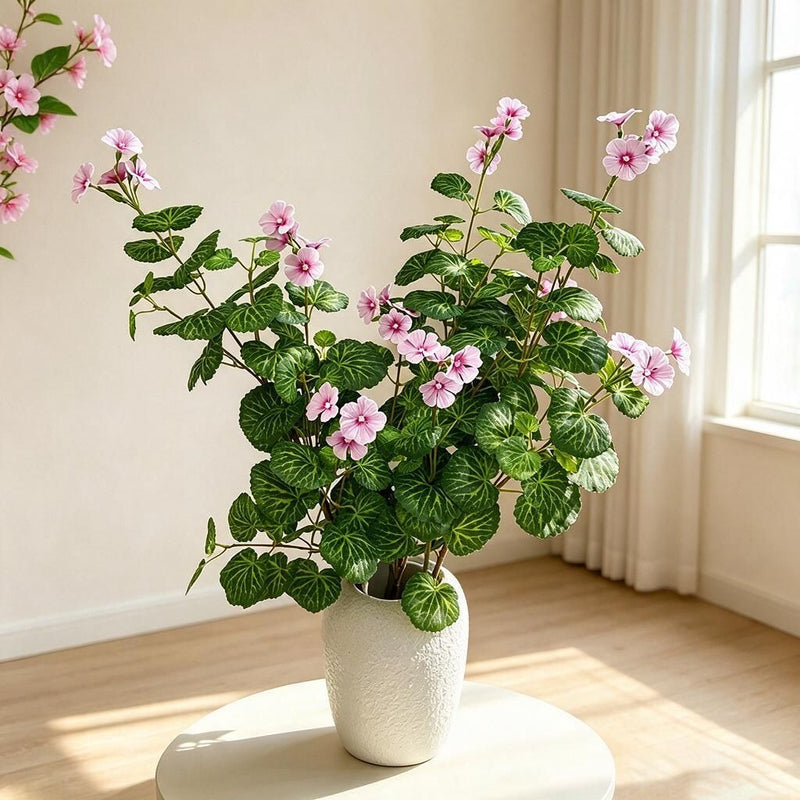 Artificial Begonia Bush with 36 Blooms, 39" Tall, Faux Silk Flowers for Home Decor, Weddings, and Events
