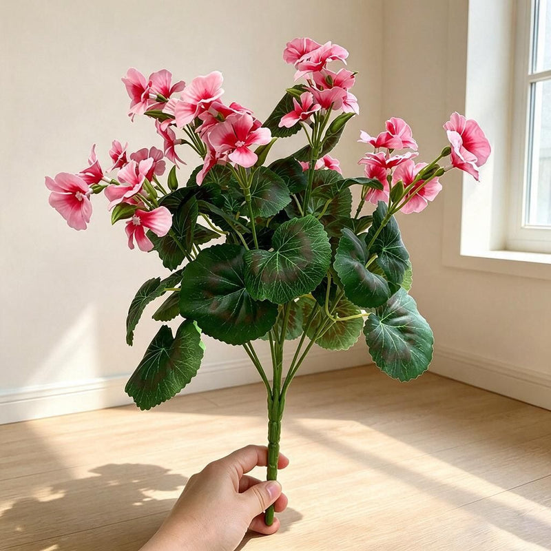 Artificial Begonia Bush with 36 Blooms, 39" Tall, Faux Silk Flowers for Home Decor, Weddings, and Events