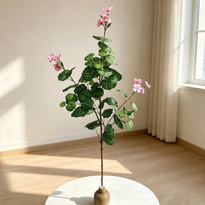Artificial Begonia Bush with 36 Blooms, 39" Tall, Faux Silk Flowers for Home Decor, Weddings, and Events