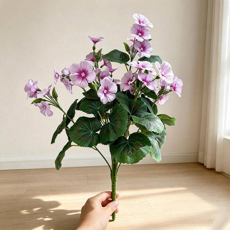 Artificial Begonia Bush with 36 Blooms, 39" Tall, Faux Silk Flowers for Home Decor, Weddings, and Events