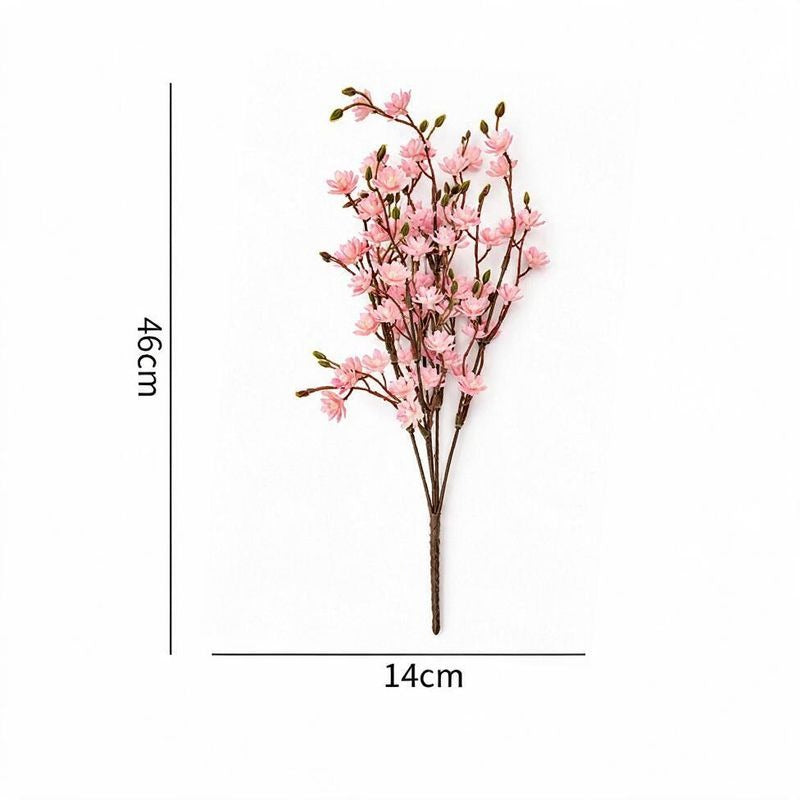 Artificial Cherry Blossom Bush, 18 Inches, PE Plastic, Perfect for Weddings, Home Decor, and Commercial Spaces