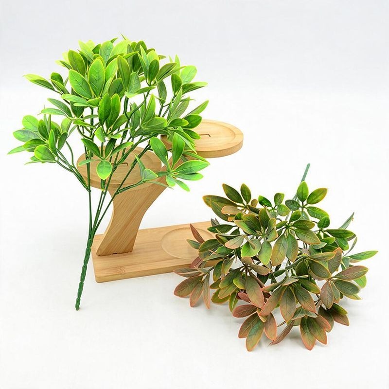 Artificial Lucky Leaf Bush, 13" Realistic Plastic Faux Greenery, Indoor/Outdoor Decor for Home, Wedding, Commercial Spaces