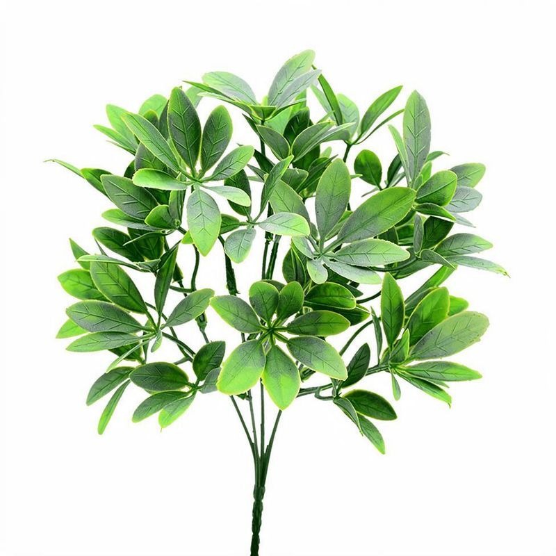 Artificial Lucky Leaf Bush, 13" Realistic Plastic Faux Greenery, Indoor/Outdoor Decor for Home, Wedding, Commercial Spaces