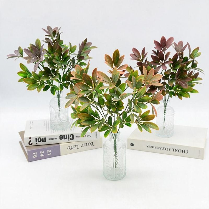Artificial Lucky Leaf Bush, 13" Realistic Plastic Faux Greenery, Indoor/Outdoor Decor for Home, Wedding, Commercial Spaces