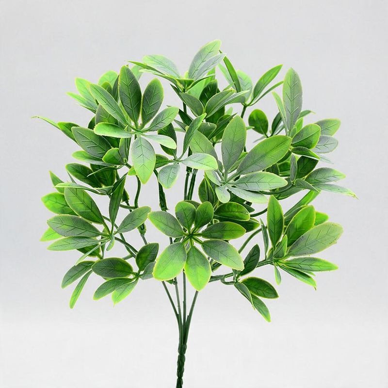 Artificial Lucky Leaf Bush, 13" Realistic Plastic Faux Greenery, Indoor/Outdoor Decor for Home, Wedding, Commercial Spaces