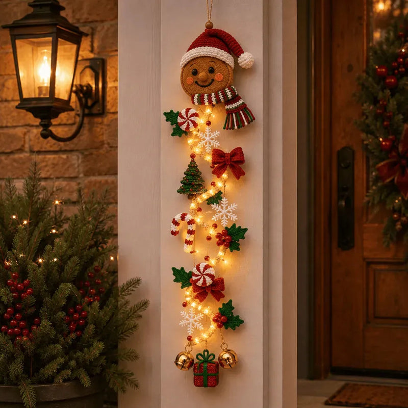 4 ft Glowing Christmas Door Hanger with Lights, DIY Holiday Decoration