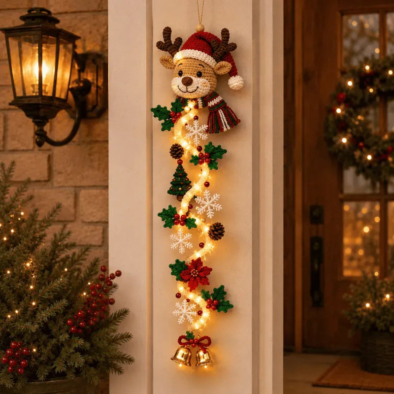 4 ft Glowing Christmas Door Hanger with Lights, DIY Holiday Decoration
