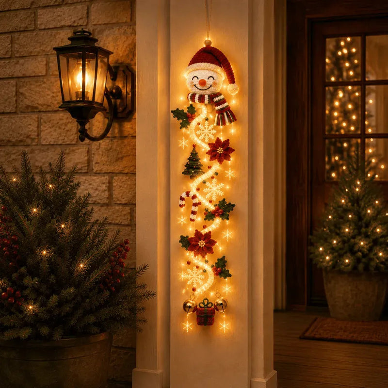 4 ft Glowing Christmas Door Hanger with Lights, DIY Holiday Decoration