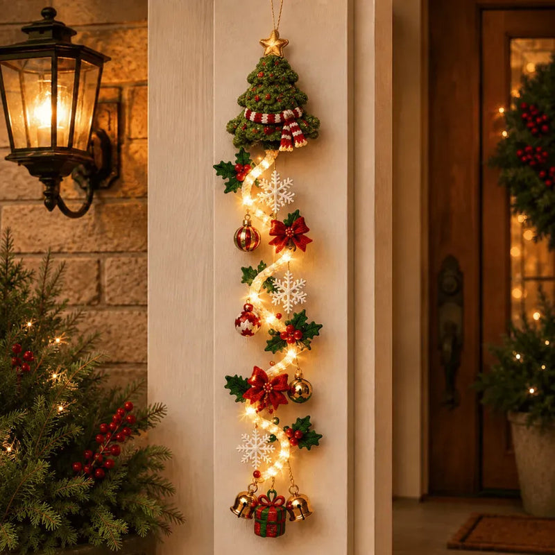 4 ft Glowing Christmas Door Hanger with Lights, DIY Holiday Decoration