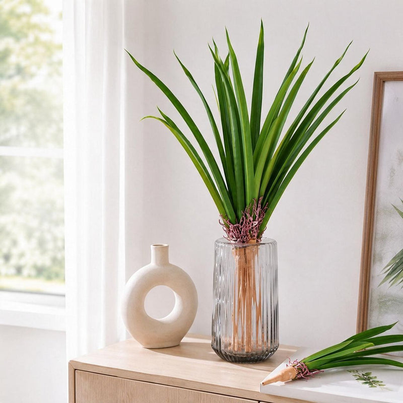 17" Artificial Cymbidium Orchid Bush, Realistic Faux Greenery for Wedding Decor, Home Styling