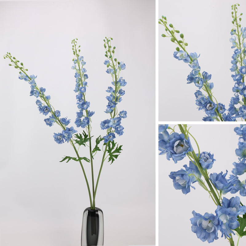 42" Single Stem Delphinium Artificial Flower, Realistic Faux Silk Floral for Wedding Centerpieces, Home Decor, and Commercial Displays