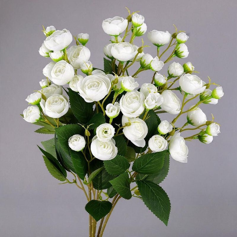 Artificial Camellia Bush with 12 Blooms, 18" Tall, Silk-Like Fabric, Indoor Decor, Wedding & Home Use