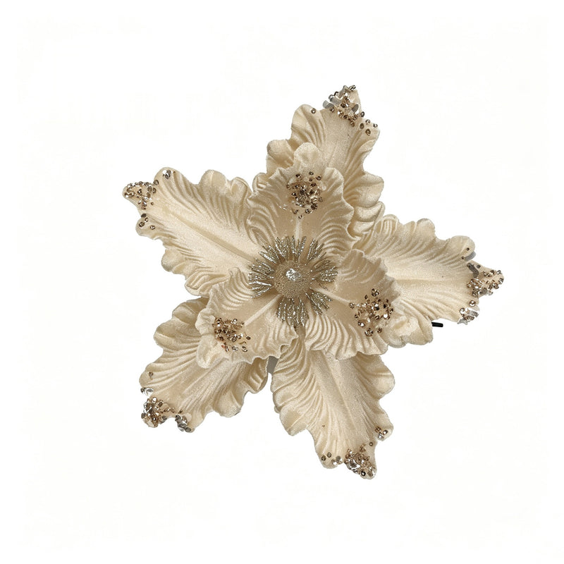 Artificial Poinsettia Flower Head, 9.5" Loose Bloom for Holiday Decor, Wedding Arrangements, and Seasonal Displays