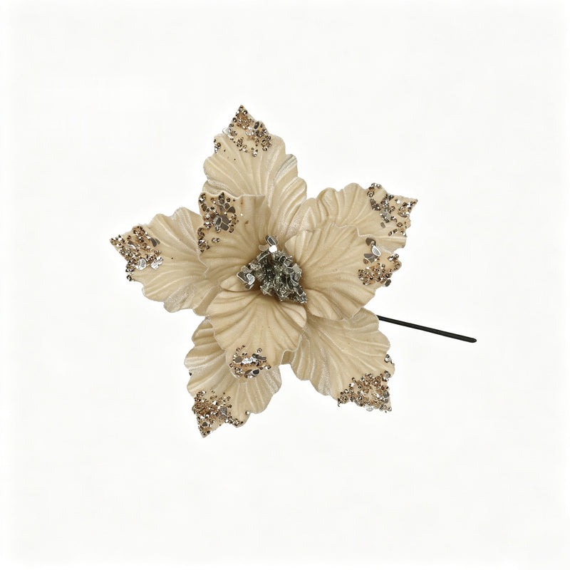 Artificial Poinsettia Flower Head, 9.5" Loose Bloom for Holiday Decor, Wedding Arrangements, and Seasonal Displays